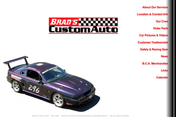 Brad's Custom Auto web design sample